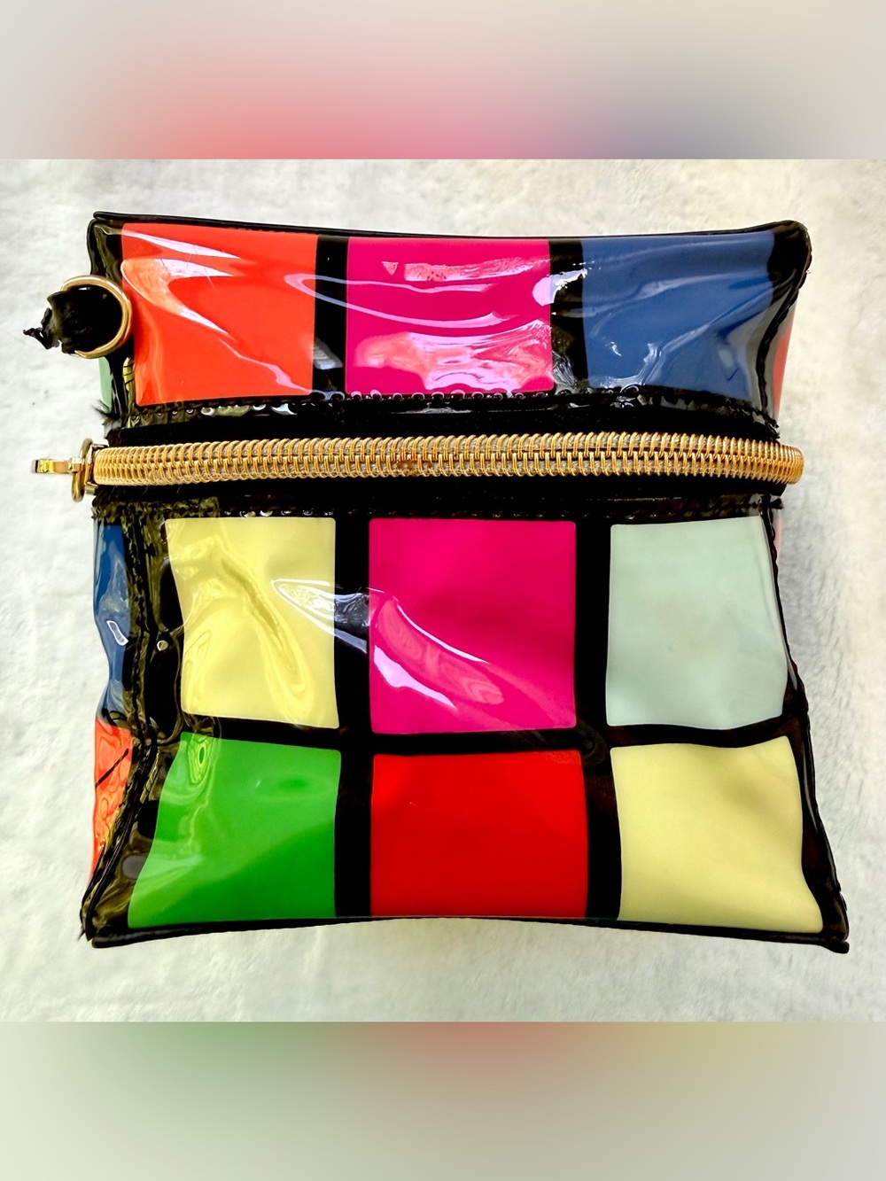 Betsey Johnson Rubiks Cube Multicolor Wristlet Crossbody Purse Mini Bag Rare EUC - Picture 6 of 15